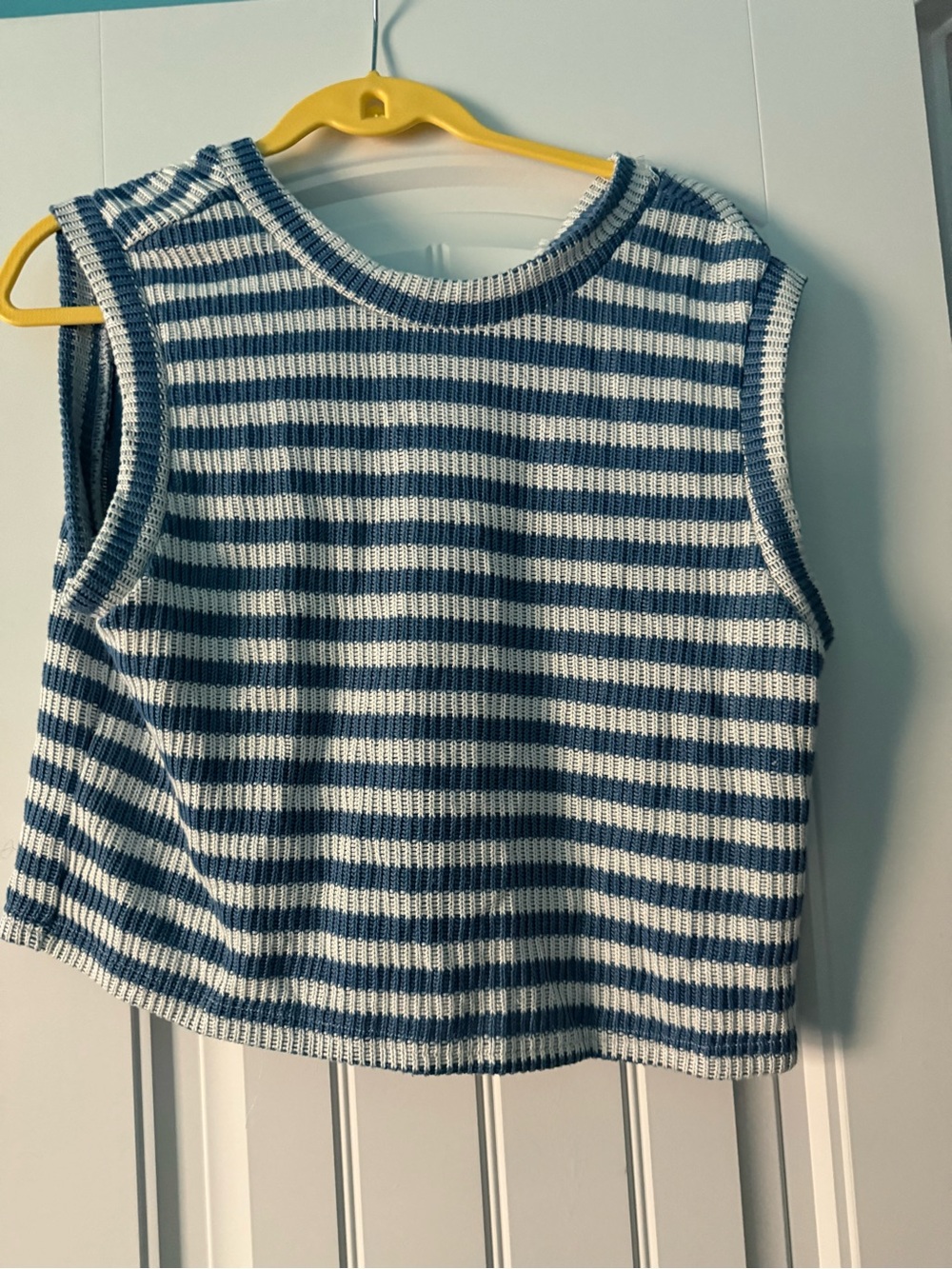 Target Blue and White Striped Knit Sleeveless Sweater Vest